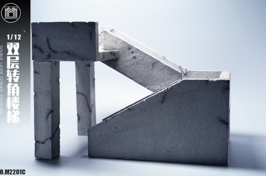 (23년 1 4분기 발매) MMMTOYS M2202C 더블 코너 돌계단 피규어 디오라마 1/12