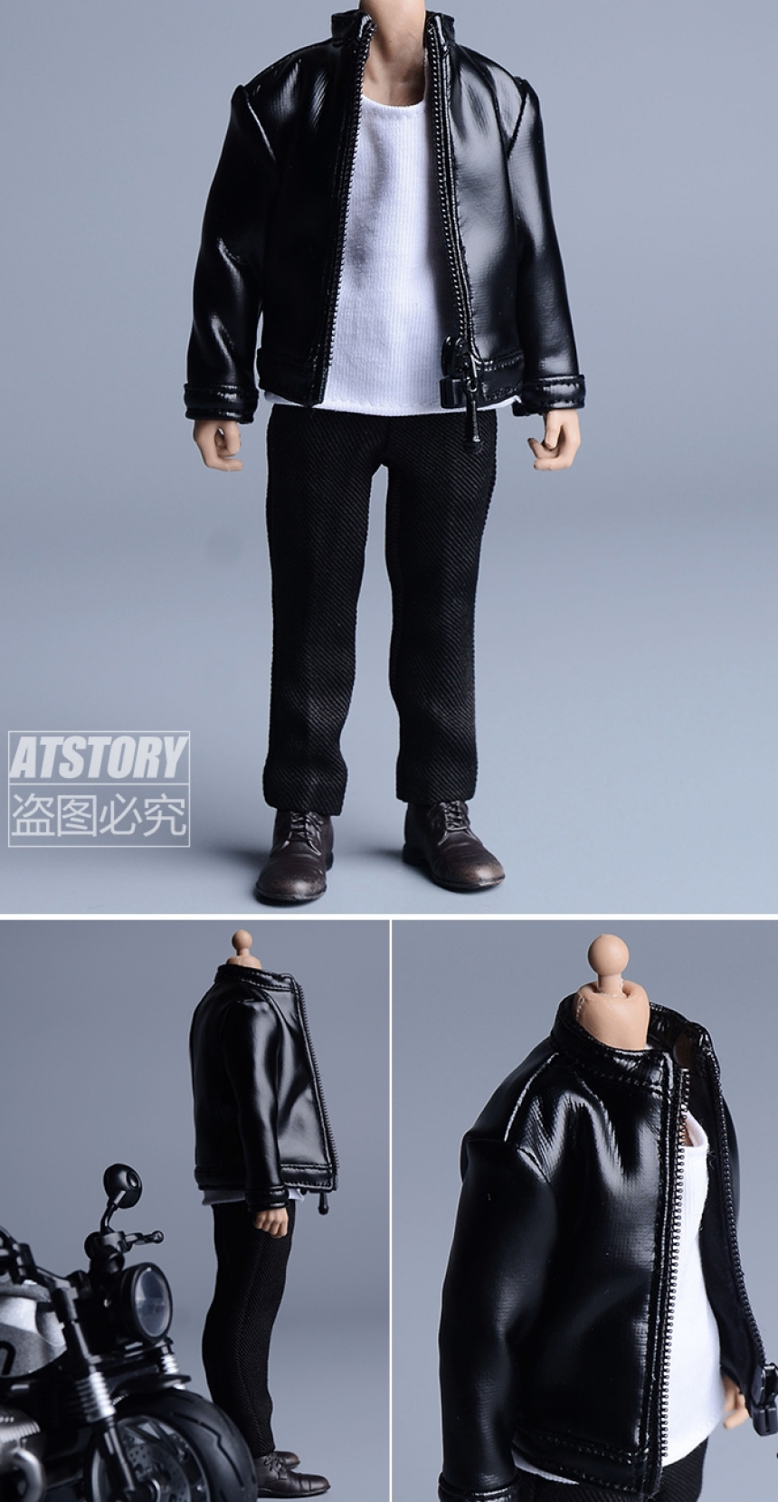 ATS 비닐 가죽자켓 점퍼 1/12 피규어 의상 루즈