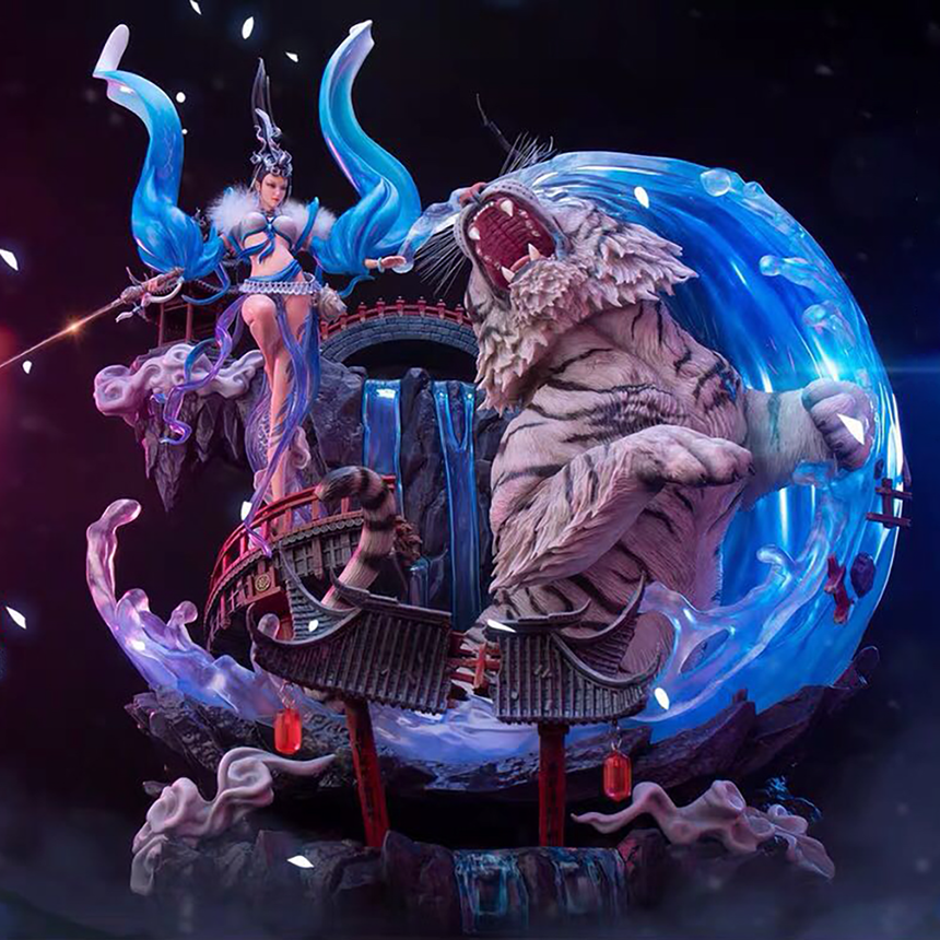 Coreplay 죽음의 여신 화이트 타이거 대형 수지 피규어 동상 76cm