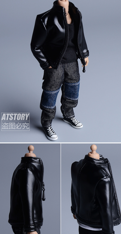 ATS 비닐 가죽자켓 점퍼 1/12 피규어 의상 루즈