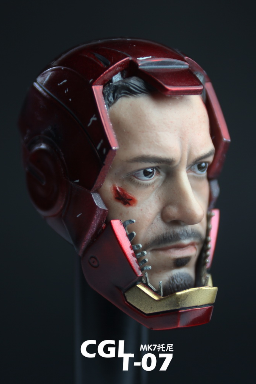 Iron Man 아이언맨 MK7 마크7 토니스타크 1/6 피규어 헤드 데미지 마스크