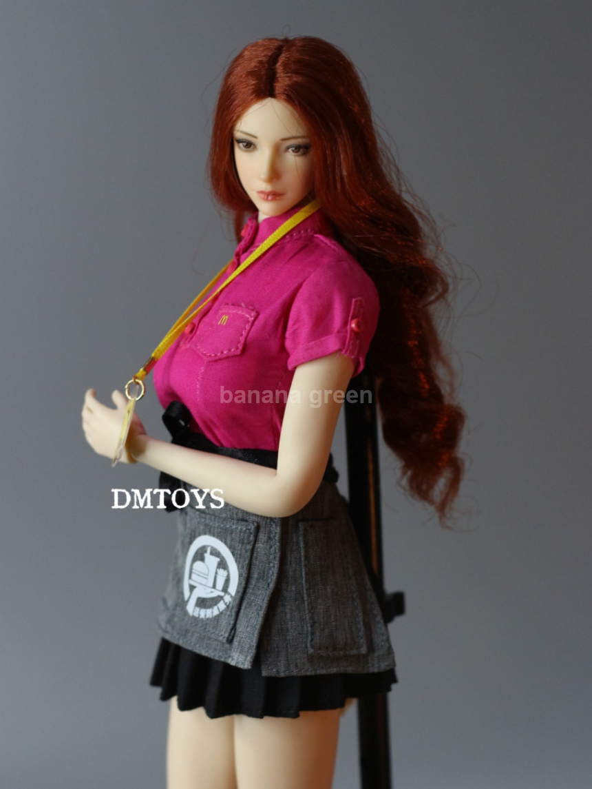 DMTOYS 맥도날드 유니폼 셔츠 치마 스커트 1/6 여성 피규어 의상세트