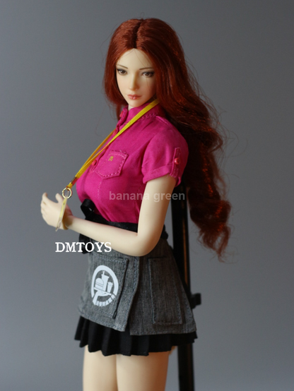 DMTOYS 맥도날드 유니폼 셔츠 치마 스커트 1/6 여성 피규어 의상세트