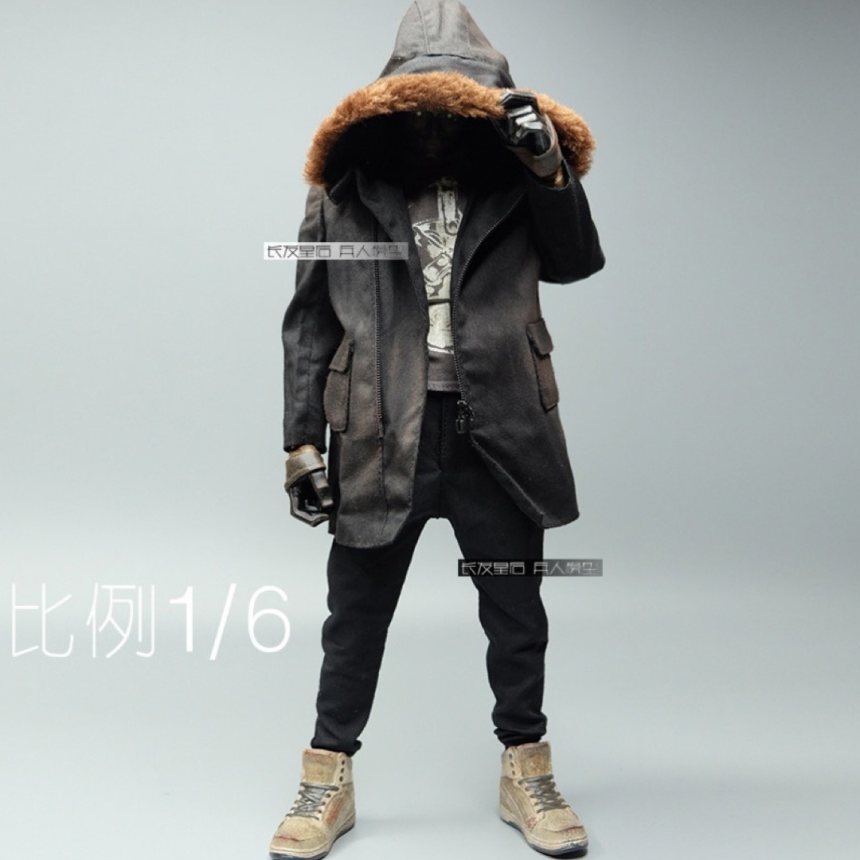 CROW DH TOYS 남성 피규어 블랙 자켓 1/6