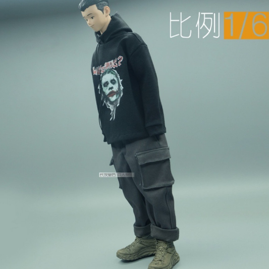 CROW DH TOYS 광대 그림 후드티 피규어 의상 1/6