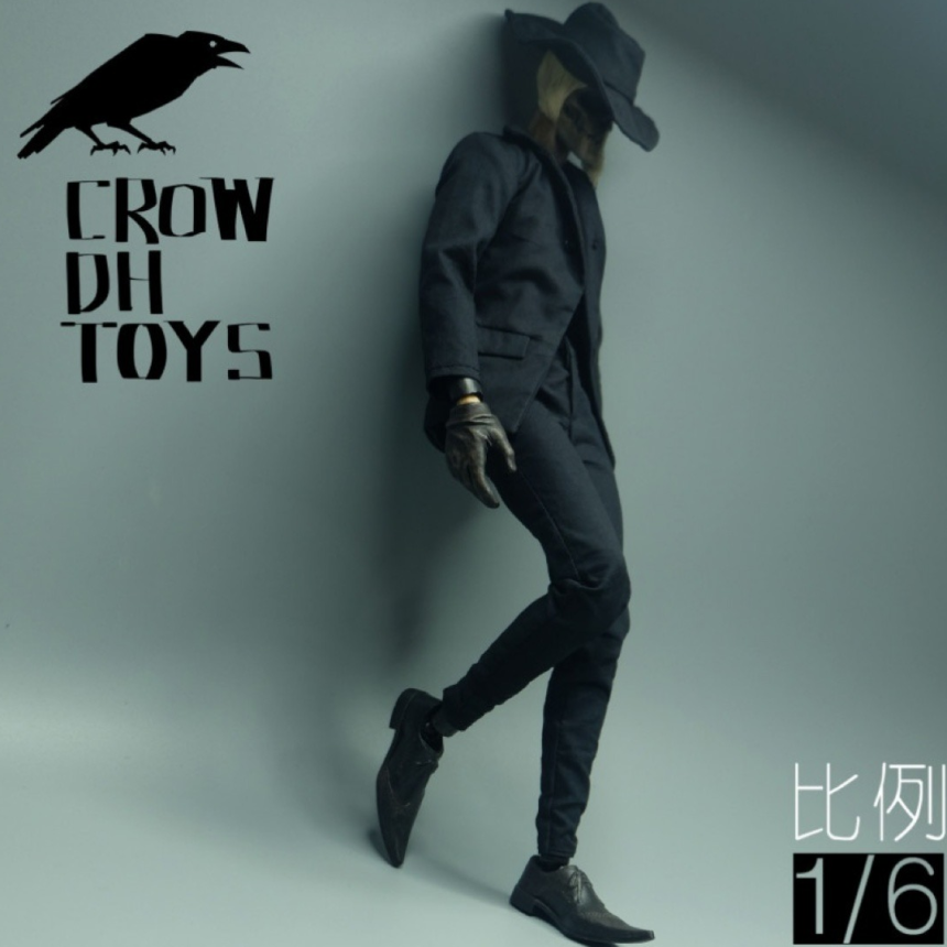 CROW DH TOYS 슬림 블랙 수트 피규어 의상 세트 1/6