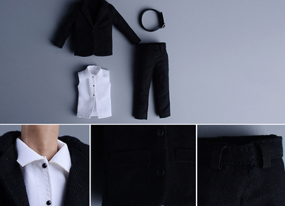 6인치 피규어 정장 BLACK 슬랙스 수트 의상 1/12 커스텀 루즈