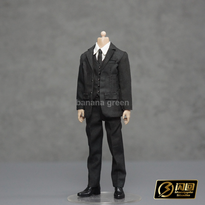 (출시) 플래시백 스튜디오 블랙 슈트 정장 세트 피규어 루즈 1/12
