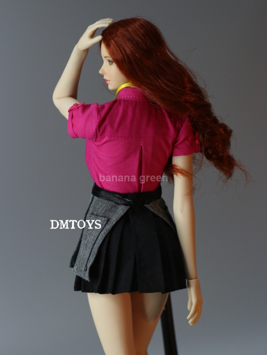 DMTOYS 맥도날드 유니폼 셔츠 치마 스커트 1/6 여성 피규어 의상세트