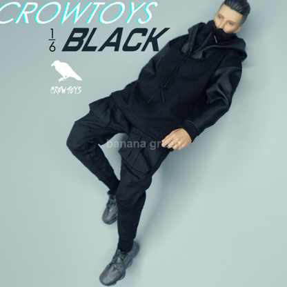 Crow Toys 크로우 DH009 1/6 블랙 후드 조거팬츠 의상 set