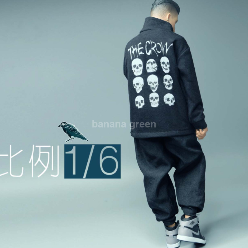 Crow Toys 크로우 DH001 1/6 스켈레톤 프린팅 블랙 하이넥 쭉티