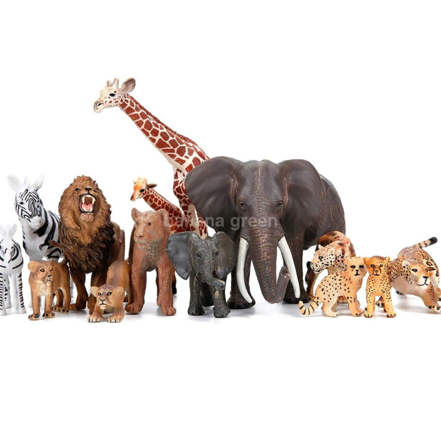 BOLZRA 사파리와 정글 현실적인 동물 피규어 장난감 14피스