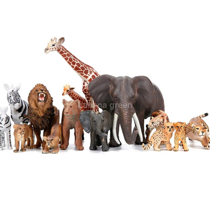 BOLZRA 사파리와 정글 현실적인 동물 피규어 장난감 14피스