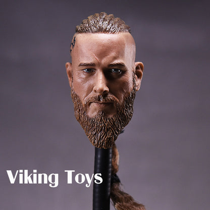 1/6 Viking Toys 남성 바이킹 턱수염 헤드 꽁지머리 피규어 커스텀 12인치 남성헤드