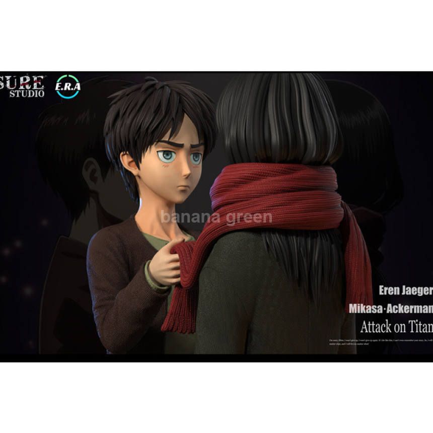 진격의거인(Era x Sure-콜라보)-LED 어린 시절 명장면 엘런 예거 미카사 아커만 GK 레진 피규어