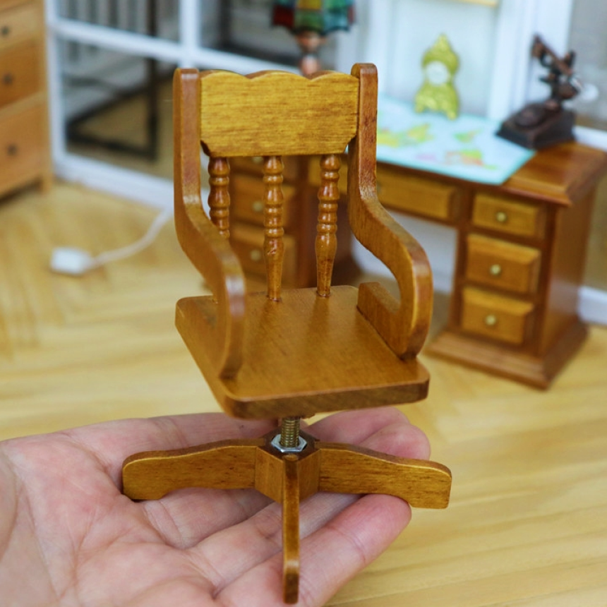 미니어처 레트로 사무 책상 의자 체어 1/12 6인치 피규어 가구 루즈