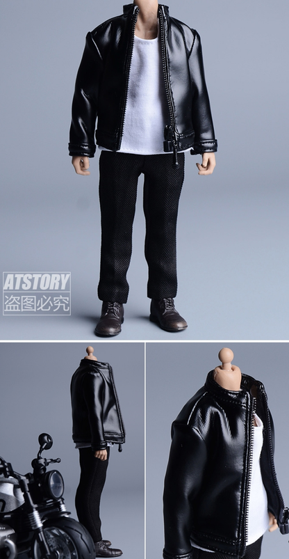 ATS 비닐 가죽자켓 점퍼 1/12 피규어 의상 루즈