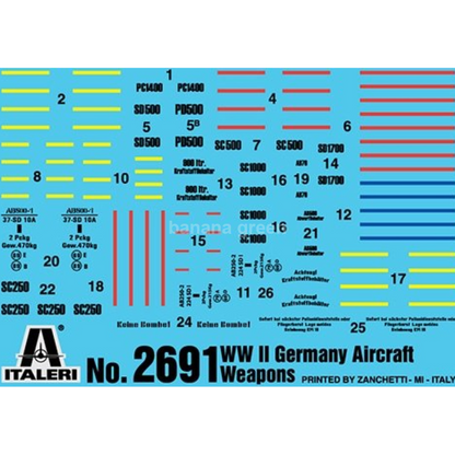 타미야 이타레리 1/48 비행기 시리즈 2691 WWII 독일 항공기용 웨폰 세트 38691