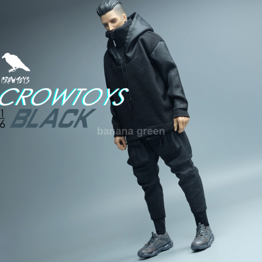 Crow Toys 크로우 DH009 1/6 블랙 후드 조거팬츠 의상 set