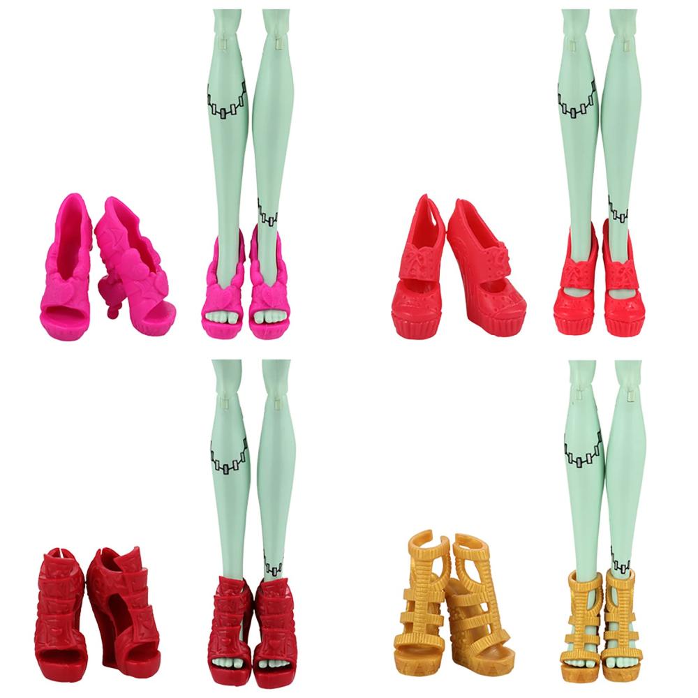BARWA 10 쌍 인형 신발 액세서리 몬스터 하이 패션 하이힐 샌들 부츠 팩