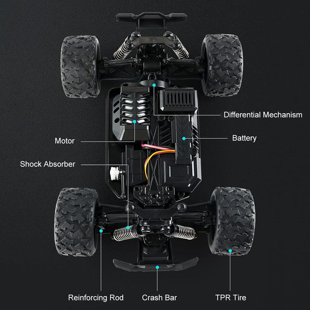 Dollox 118 스케일 원격 제어 트럭 자동차 35 KM H 고속 RC 크롤러 장난감