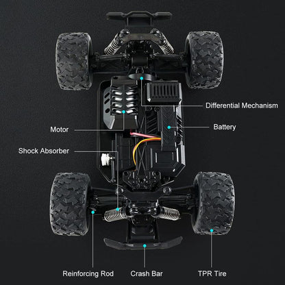 Dollox 118 스케일 원격 제어 트럭 자동차 35 KM H 고속 RC 크롤러 장난감