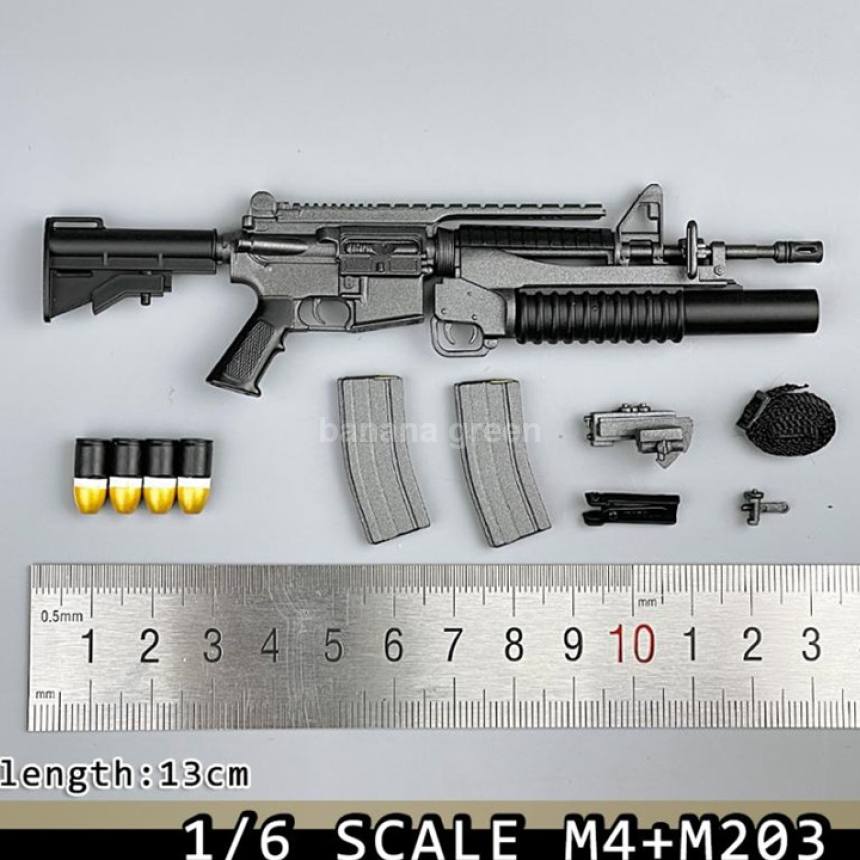 총 루즈 / M4+M203 / 피첸 밀리터리 커스텀 피규어 무기 루즈 1/6