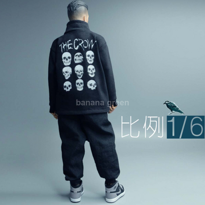 Crow Toys 크로우 DH001 1/6 스켈레톤 프린팅 블랙 하이넥 쭉티