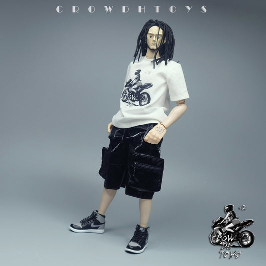 Crow Toys 크로우 1/6 스트릿 화이트 티셔츠 멀티포켓 카고 쇼츠